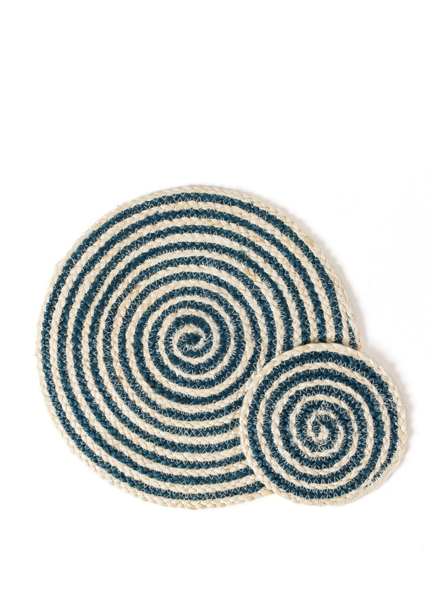 Kata Spiral Coaster Trivet - Blue (Set of 4) by KORISSA