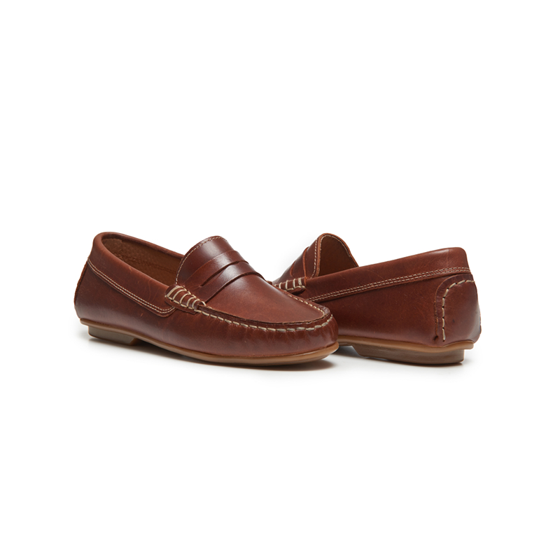 Leather Penny Loafers in Brown by childrenchic