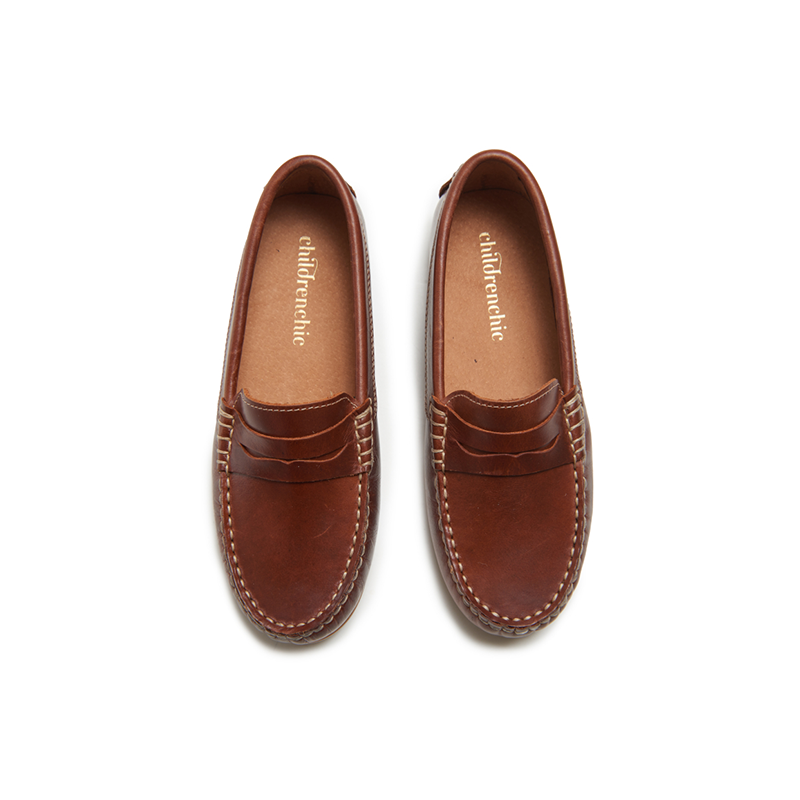 Leather Penny Loafers in Brown by childrenchic