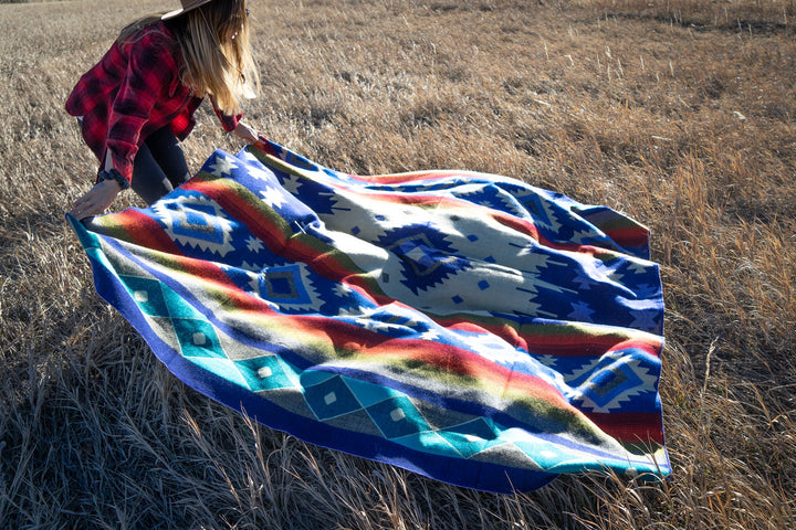 Andean Alpaca Wool Blanket - Ocean Breeze by Alpaca Threadz