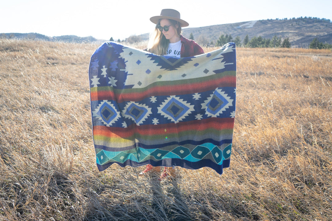 Andean Alpaca Wool Blanket - Ocean Breeze by Alpaca Threadz