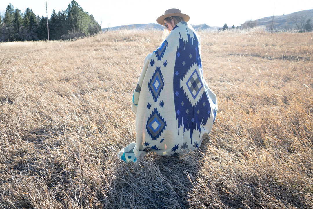 Andean Alpaca Wool Blanket - Ocean Breeze by Alpaca Threadz