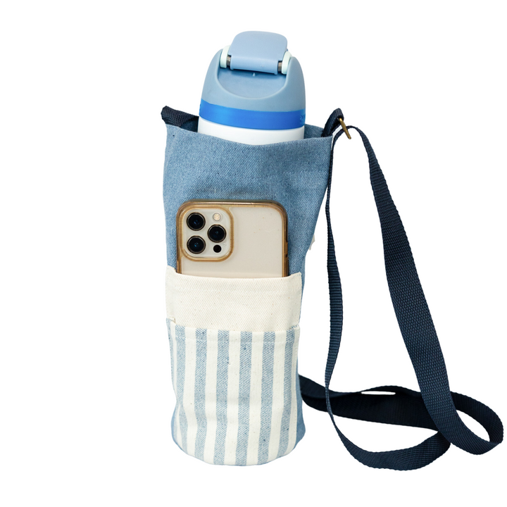 Upcycled Denim Water Bottle Holder Bag by Upavim Crafts