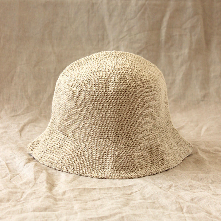 FLORETTE Crochet Bucket Hat In Nude White by BrunnaCo