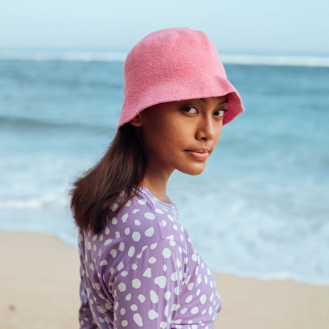 FLORETTE Crochet Bucket Hat In Pink by BrunnaCo