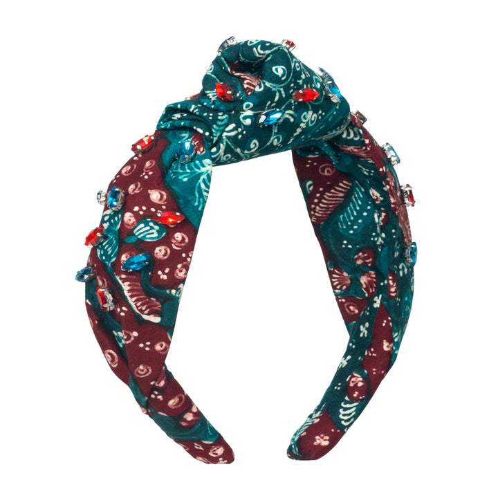 MERAK Peacock Batik Crystals Headband by BrunnaCo