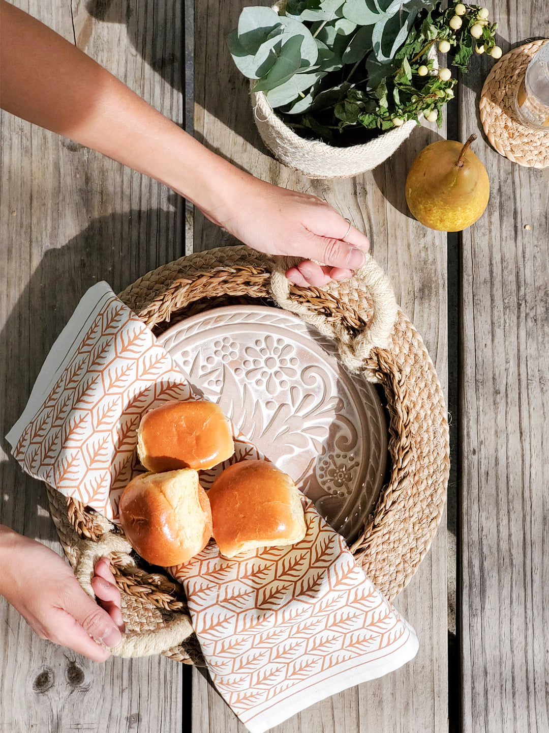 Bread Warmer & Basket Gift Set with Tea Towel - Bird Round by KORISSA