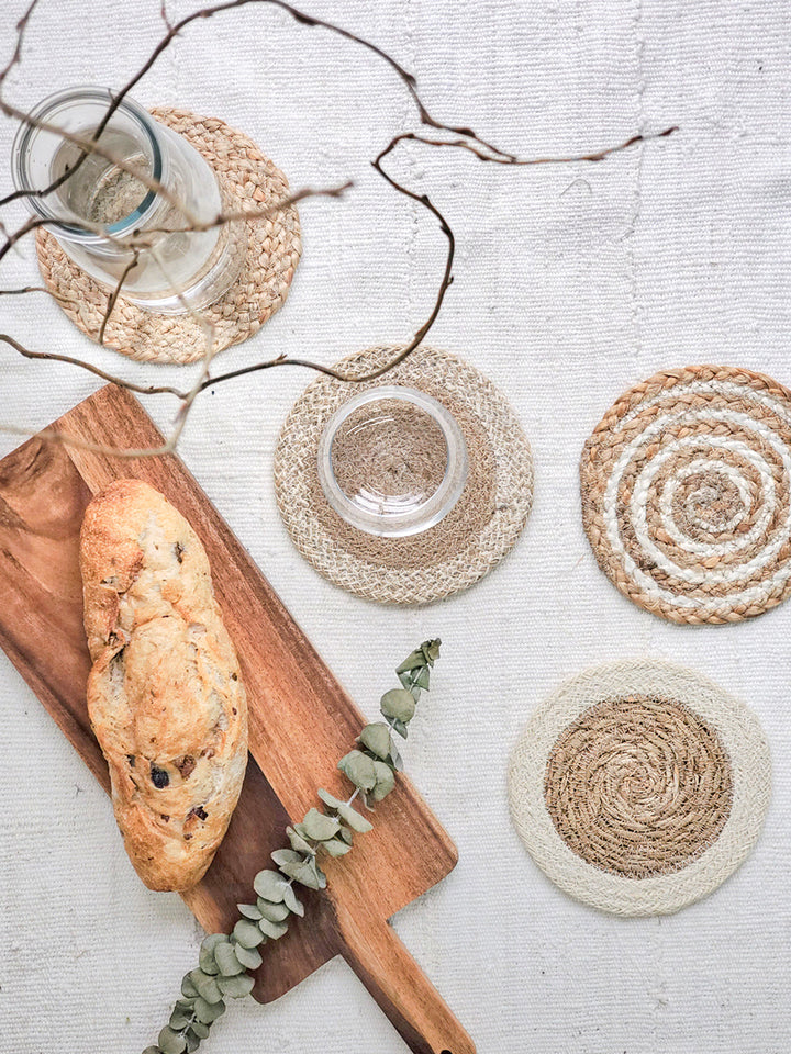 Natural Coaster Trivet Gift Set with Heart pouch by KORISSA