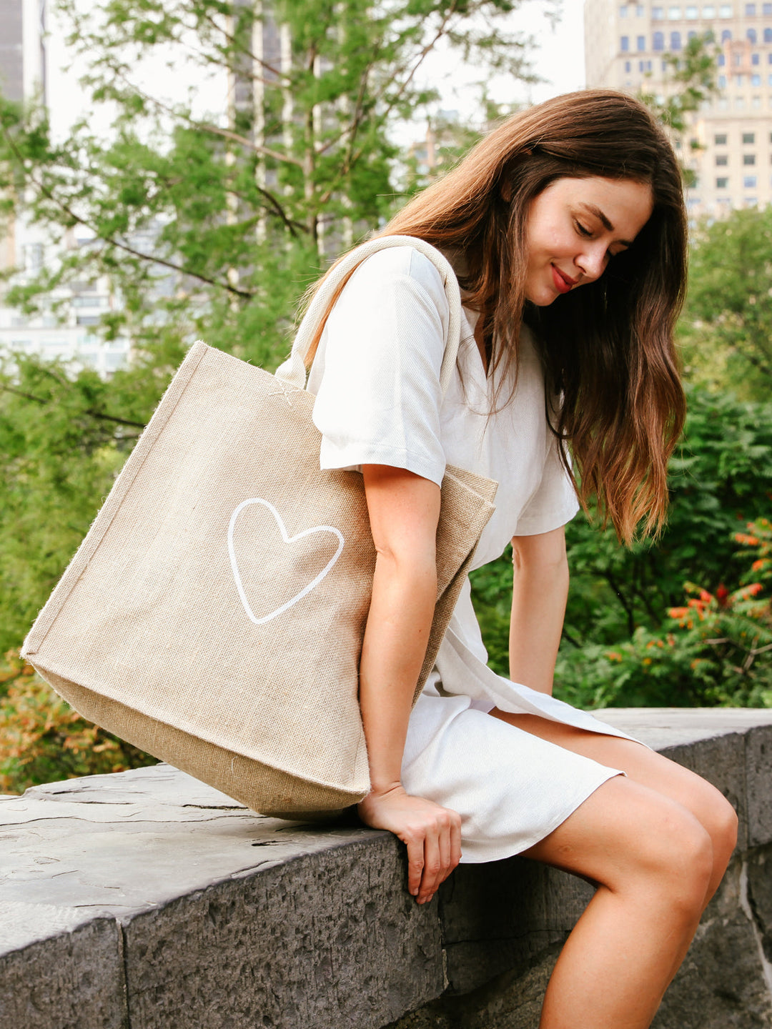 Jute Canvas Market Bag - Love by KORISSA