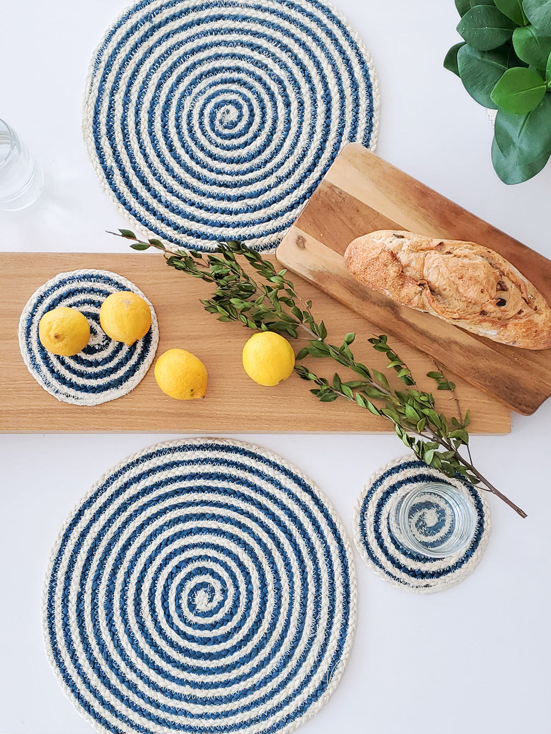 Kata Spiral Coaster Trivet - Blue (Set of 4) by KORISSA