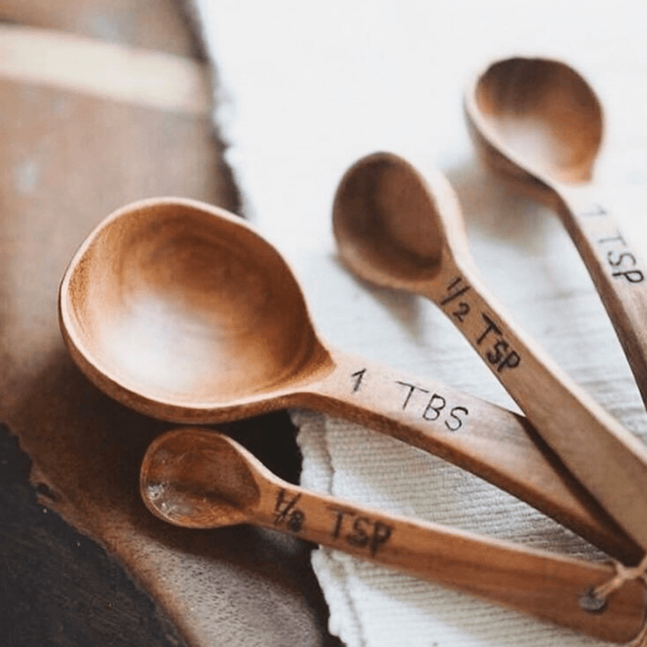 Hand Carved Wood Measuring Spoon Set by Upavim Crafts