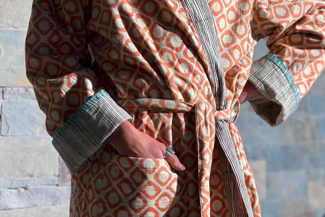 Block Print Reversible Robe by Verve Culture