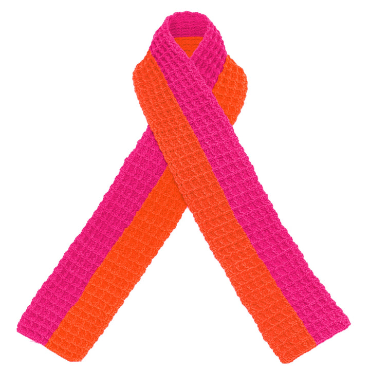 WAFFLE Crochet Scarf in Candy Pink & Tangerine Orange by BrunnaCo