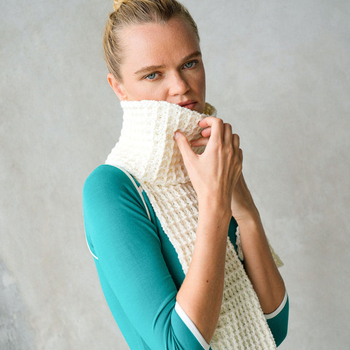 WAFFLE Crochet Scarf in Off White by BrunnaCo