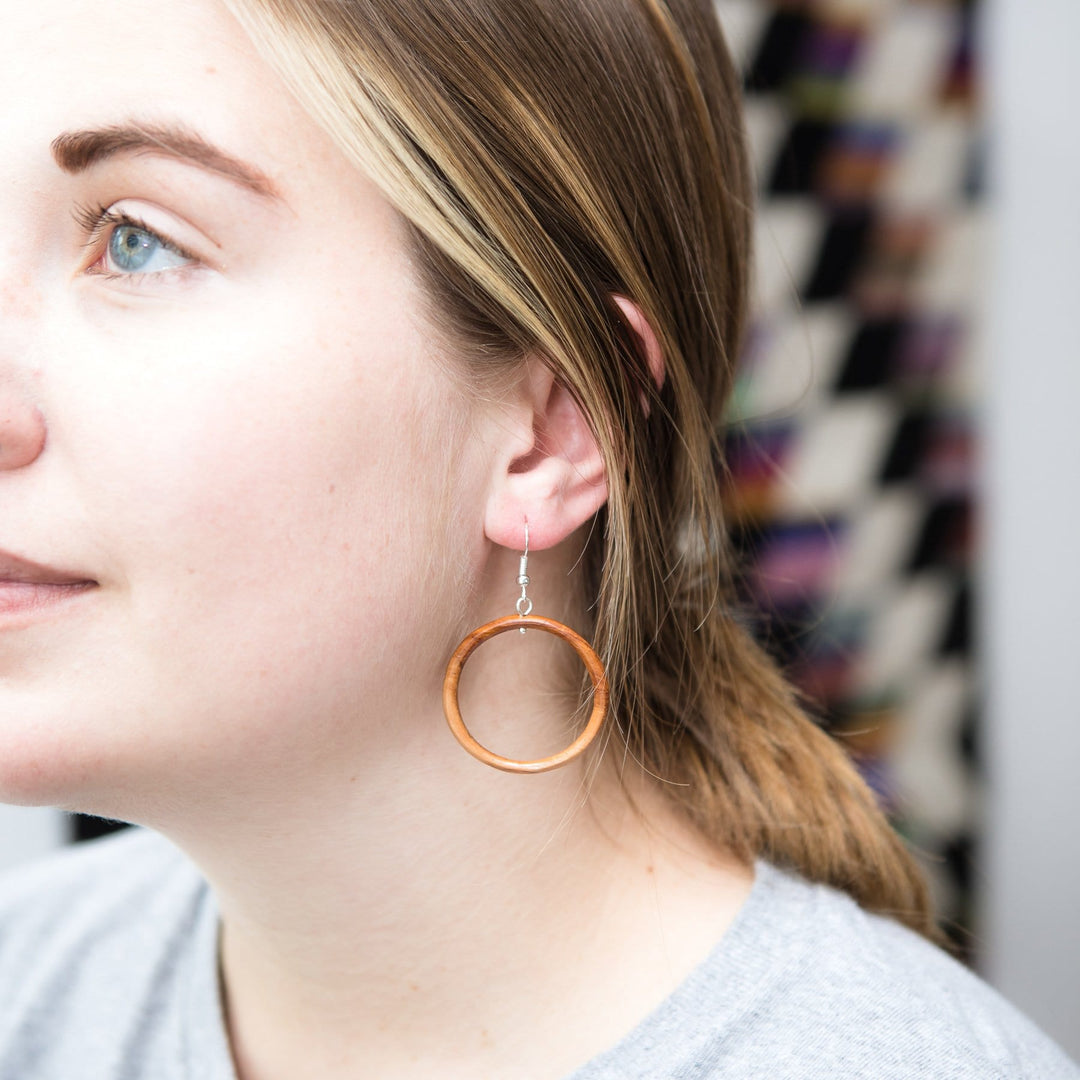 Wood Hoop Earrings by Upavim Crafts