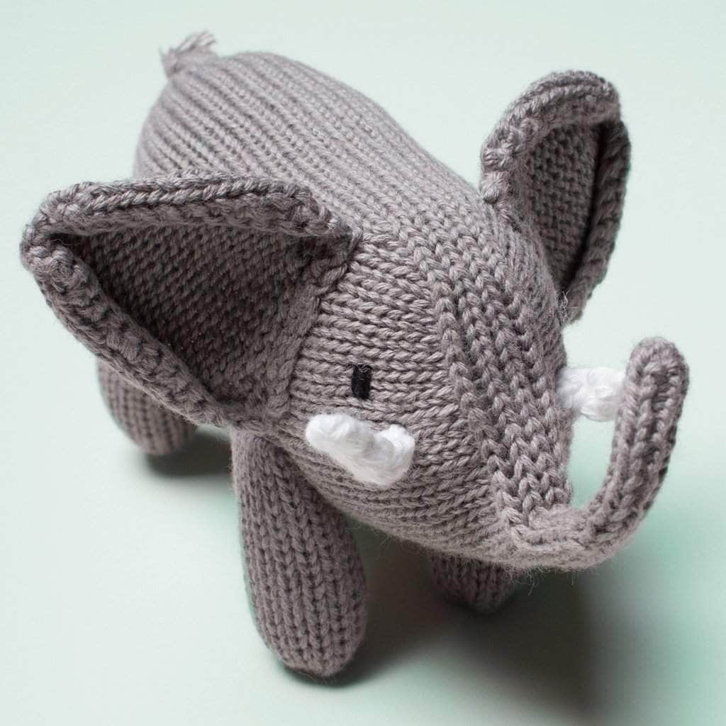 Organic Baby Gift Set - Newborn Rattle, Lovey Blanket & Hat | Elephant by Estella